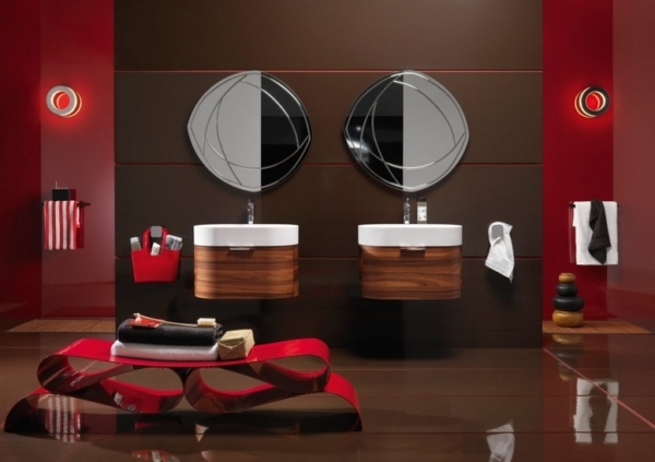 bilbao moderna badrumsmöbler idéer regia rött trä skåp spegel