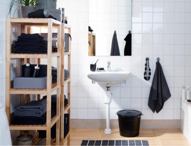 badrumsmöbler-set-ikea-praktisk-lösning-badrum-svart-vit-dekoration-tillbehör-trägolv