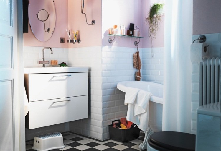 badrumsmöbler-set-ikea-praktisk-lösning-badrum-svart-vit-vägg-färg-rosa