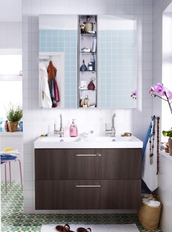 Badrumsmöbler i trä-Ikea spegelskåp