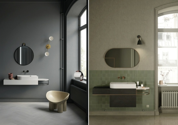 Badrumsskåp med handfat och spegel och italiensk design