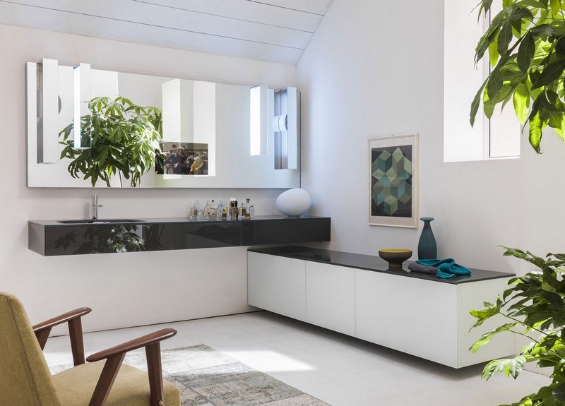 Badrumsspegelbelysning-modern-inredning-idéer-inbyggt handfat