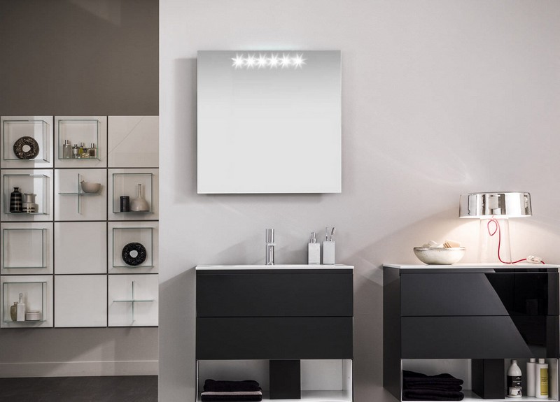 Badrumsspegelbelysning idéer modern design