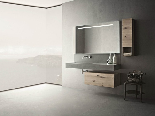 badrumsmöbler badrumsspegel med belysning betong-diskbänk-trä-skåp-CRAFT-NOVELLO