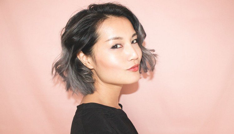 ombre-kort-hår-svart-grå-lockar-kort-bob