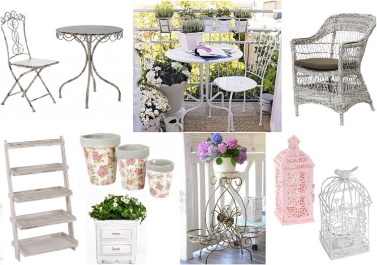 Ställ upp balkong dekorera Shabby chic lantlig stil