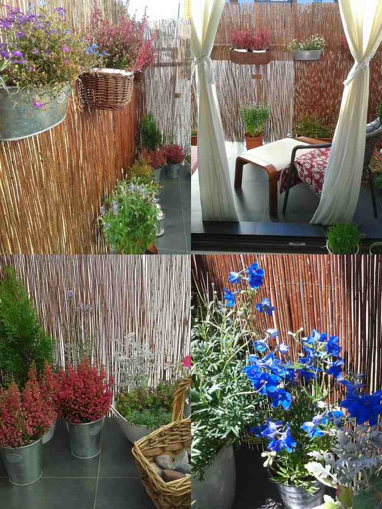 balkong-höst-dekorera-idéer-höst-blommor-bambu-sekretessmattor