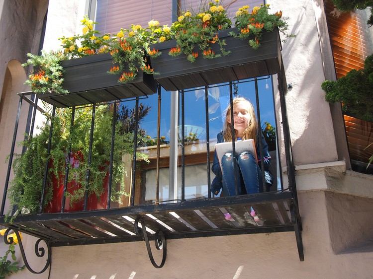 Gör balkongen barnsäker planterings-balkong balustrad-metall
