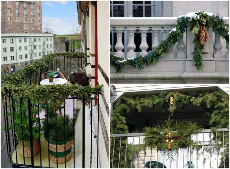 Dekorera balkongen för vintern med grangarlander