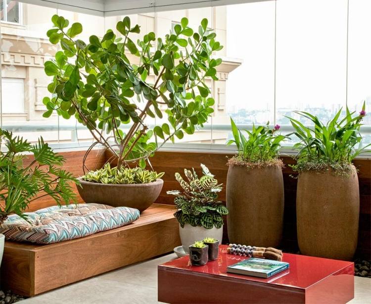 Balkong sekretess skärm växt-trä-bänk-sten-planter