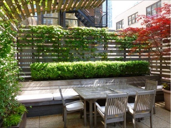 Trä uteplats möbler växter för balkong vind integritetsskydd