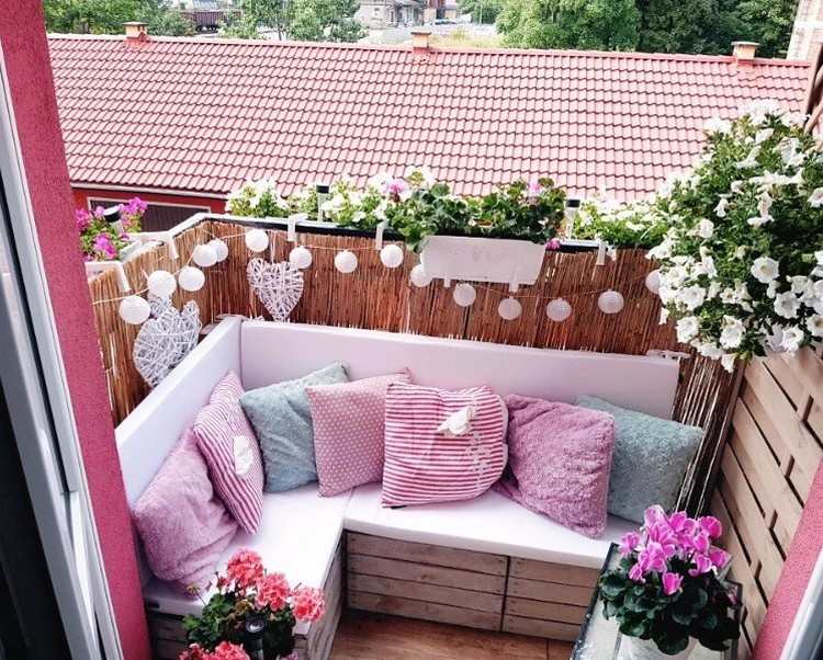 hörnsoffa balkong diy idéer romantisk design