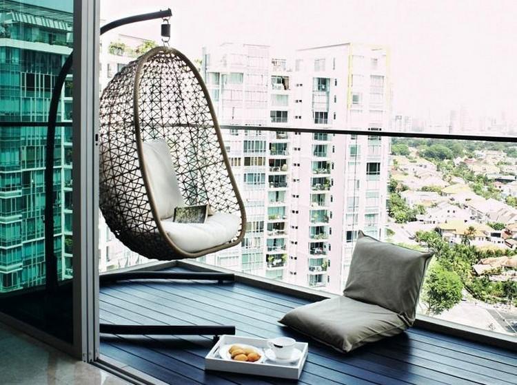 Balkong terrass hängande stol design idé
