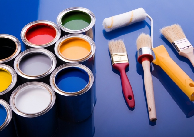 måla golv balkong måla färgglad pensel