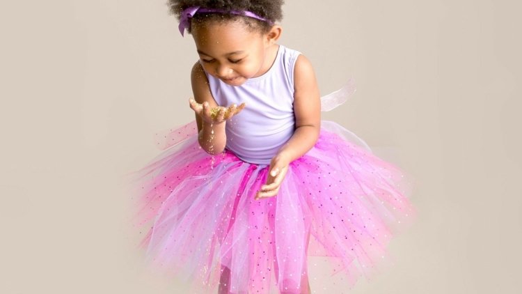 Ballerina kostym tutu med glitter gör det bara själv i rosa
