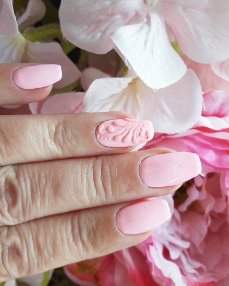 Ballerina nagelform naturliga naglar målade rosa