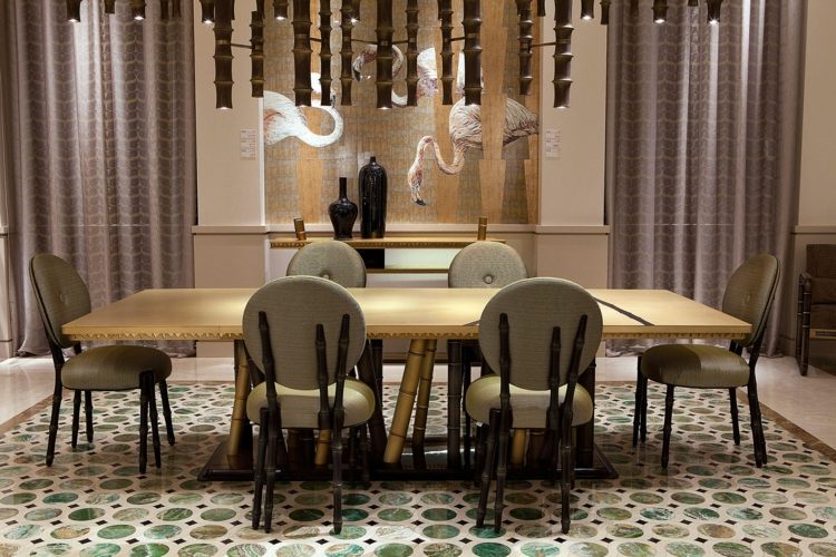 möbler bambu design hängande lampa matsal möbler matbord stolar