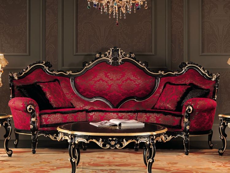Barock-möbler-svart-ram-halvcirkel-soffa