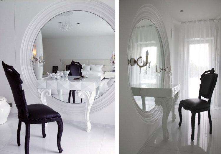 barock-design-marcel-vandrar-spegel-stor-rund-vit-sminkad bordsfåtölj