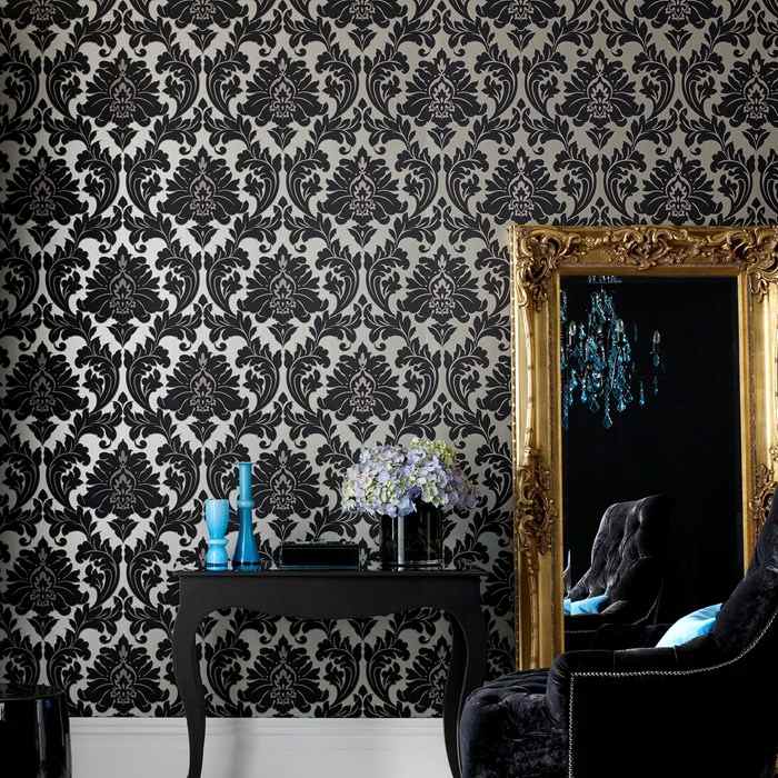 Barock tapeter vardagsrum vägg design idéer