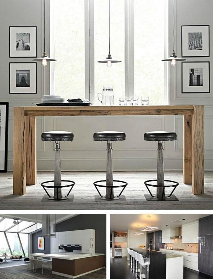 Bygg din egen bar mot-idéer-industriell-stil-hängande-lampor-trä-bord