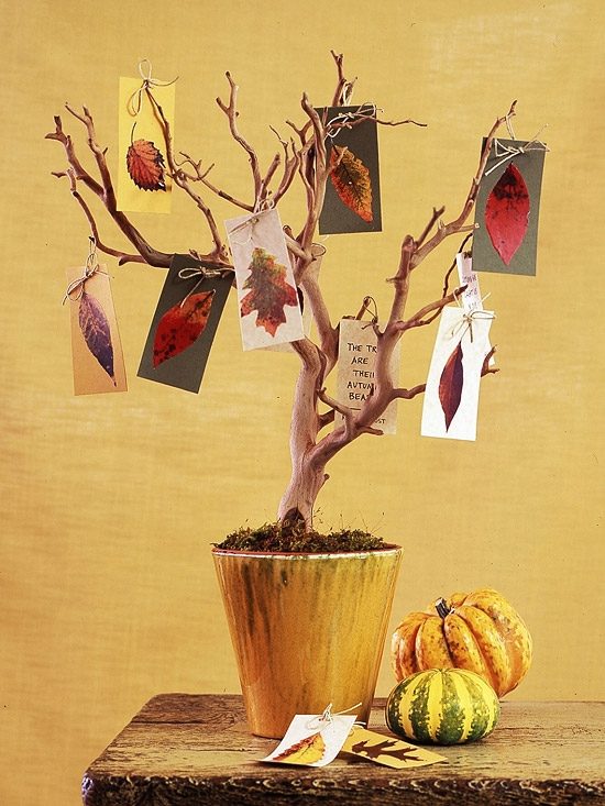 Hösten dekoration träd blomkruka blad hängande klistermärke