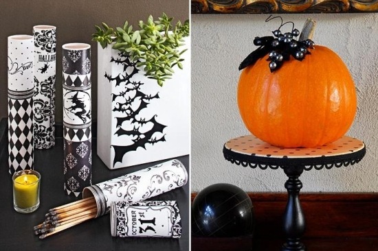 Borsthållare Dekorera skrämmande Halloween Pumpkins Ideas-Black Ribbon
