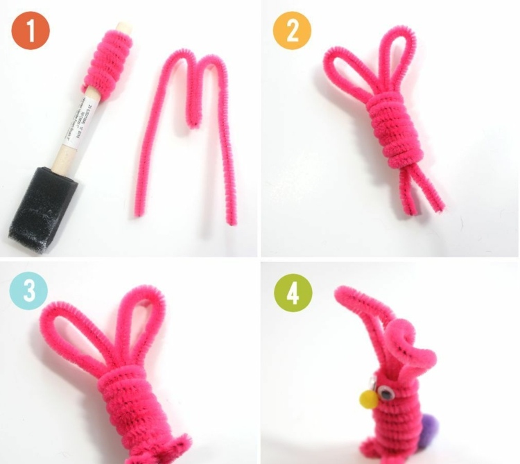 DIY-idéer för påskrör-renare-rosa-påsk-kanin-trådböjning