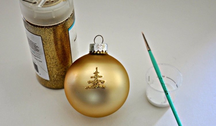 hantverk idéer jul glitter lim dekoration guld diy