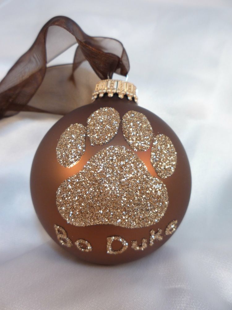 Hantverk idéer jul husdjur träd dekorationer tass glitter deco