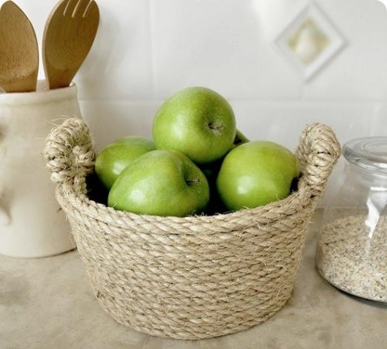 gör-det-själv hantverksidéer skål med repgröna äpplen