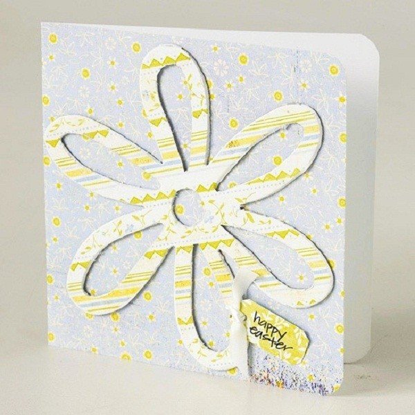 Påskkort gratulationskort blomma färgade papper hantverk idéer-2014