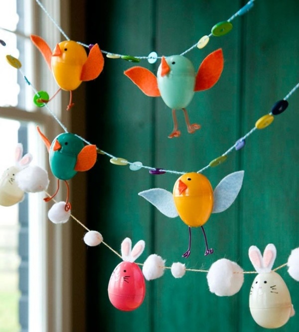 Tinker färgglada krans påsk dekoration idéer kanin ungar