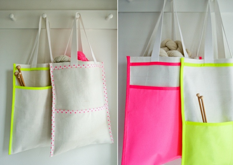 Skapa vår tote väska själv sy neonfärg idéer