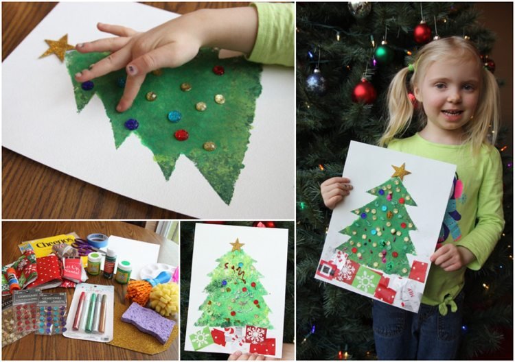 Julgran konstverk hantverk idé för barn flickor 5 år