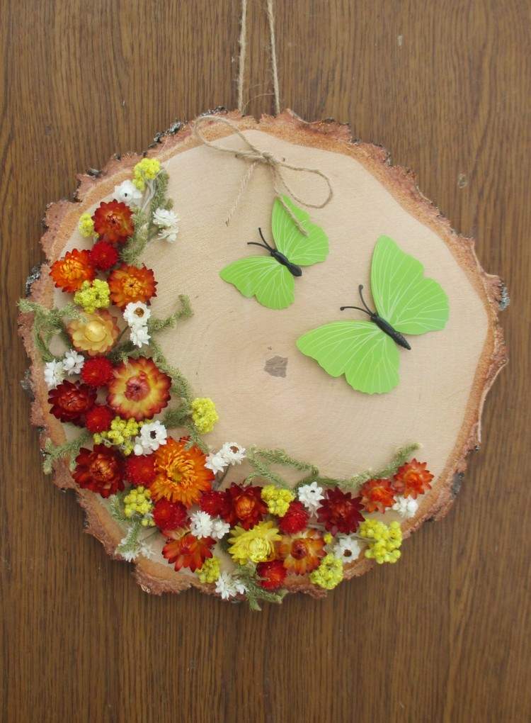 tinker påsk våren träd skiva dekorera blommor fjärilar