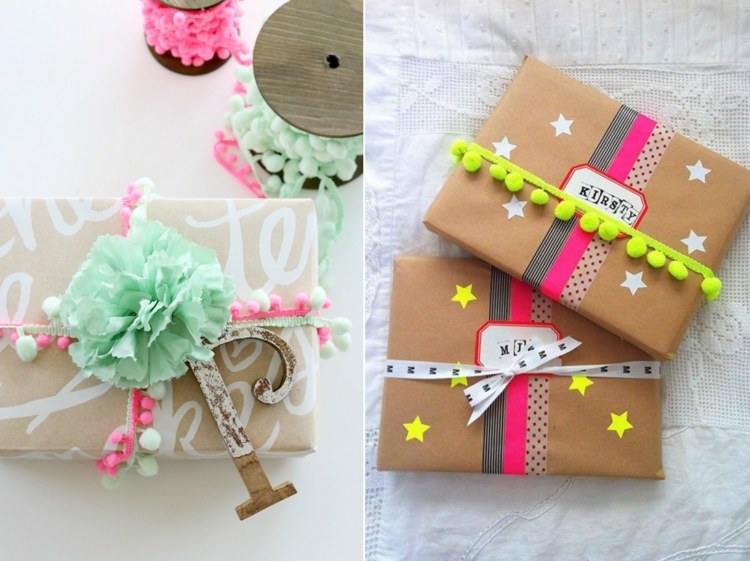 Hantverk med bobbles och bobble band för vackra presentförpackningar