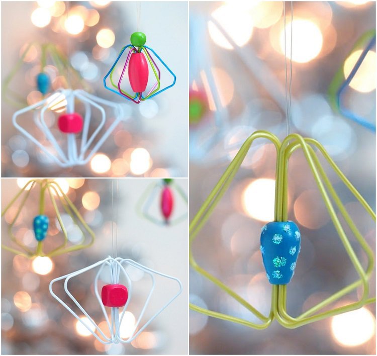 geometriska julgransdekorationer skapa idéer från gem och pärlor