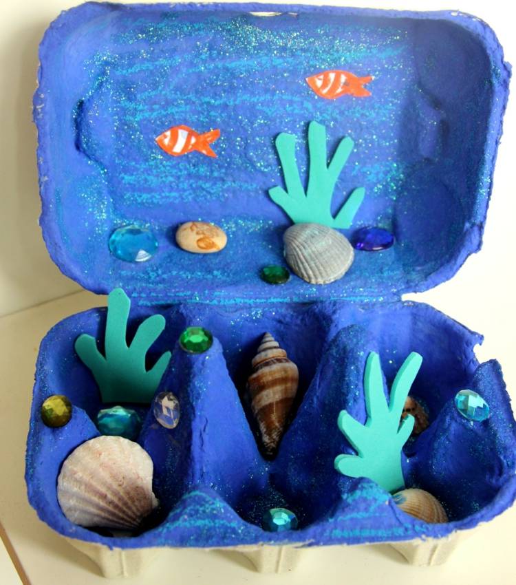 tinker-äggkartong-undervattens-värld-barn-tinker-papper-korall-fisk