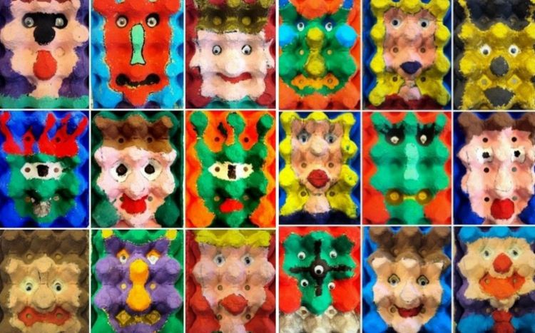 tinker-ägg-kartong-pixel-bilder-idé-barn-gör-själv-akrylfärger