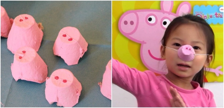 Peppa Pig gör näsan av äggkartong för karneval