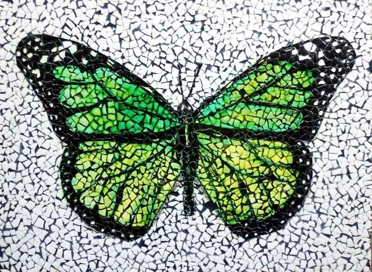 Hantverk med äggskal mosaik-bild-fjäril