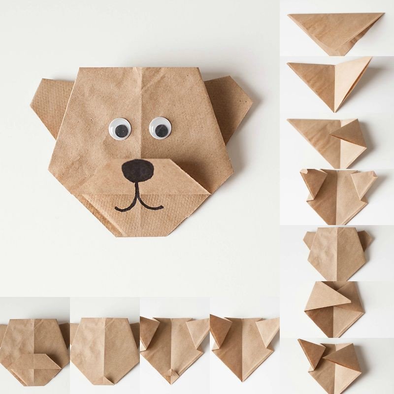 Hantverk-barn-origami-björn-vik-brunt-papper