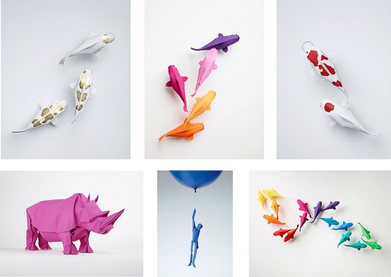 Hantverk-barn-origami-djur-fisk-vikning-idéer