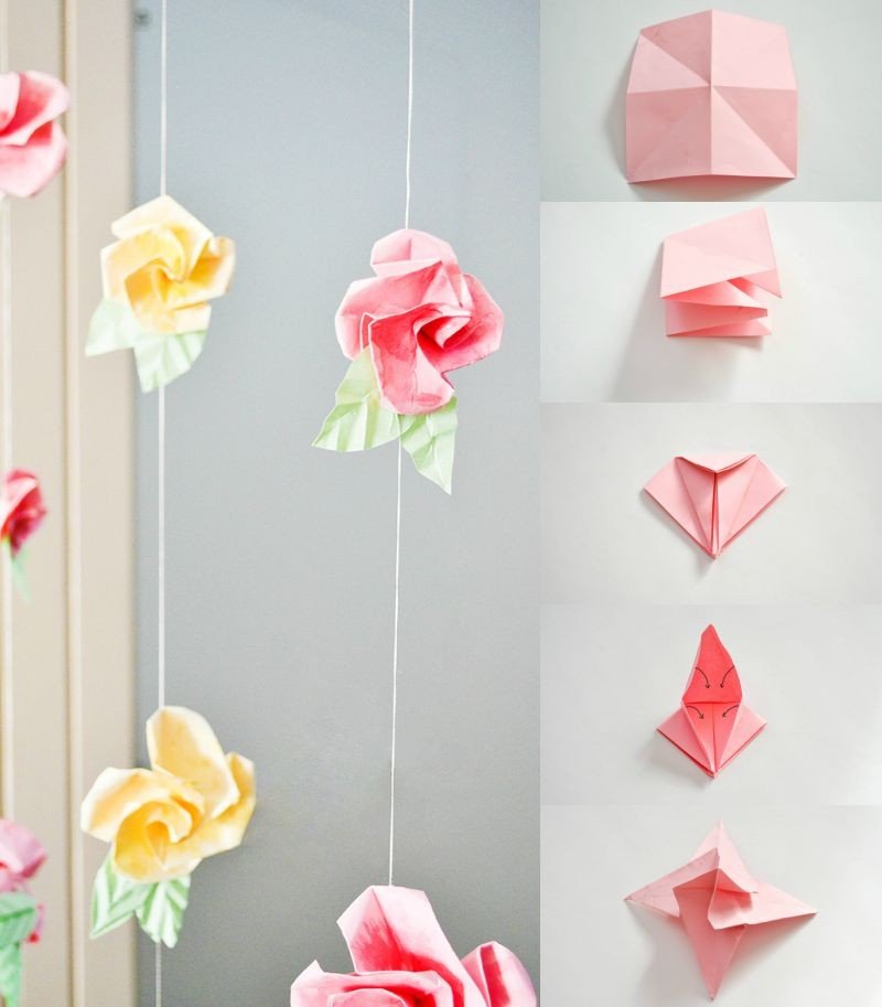 Hantverk-barn-origami-papper-krans-gör-själv
