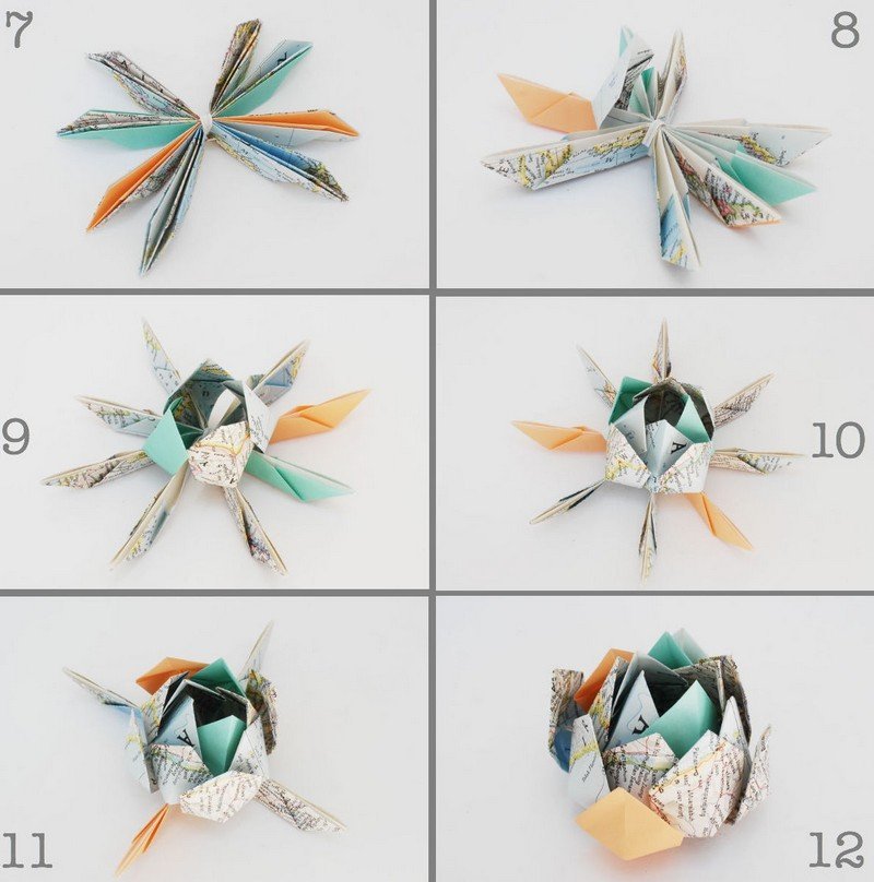 Hantverk-barn-origami-blommor-vik-världskarta
