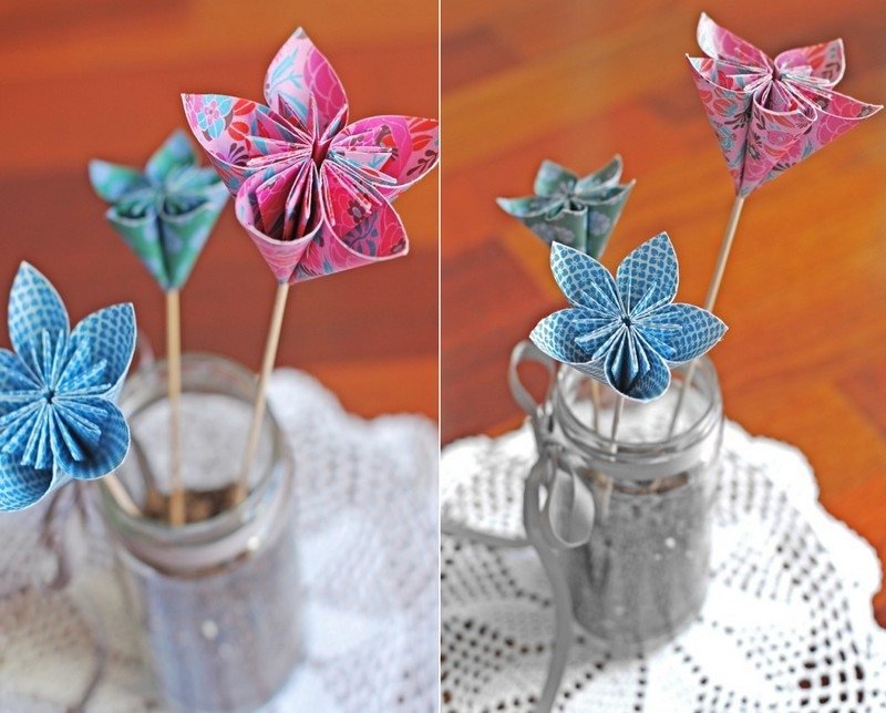 Hantverk-barn-origami-vas-blomma-dekoration idéer