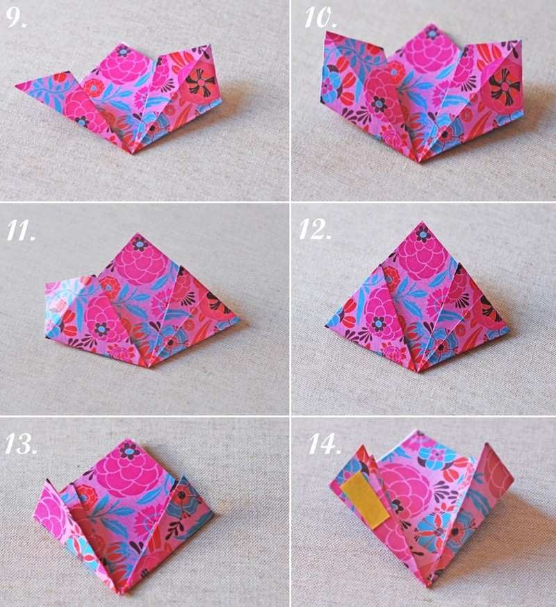 Hantverk-barn-origami-blomma-inslag-papper-steg-instruktioner