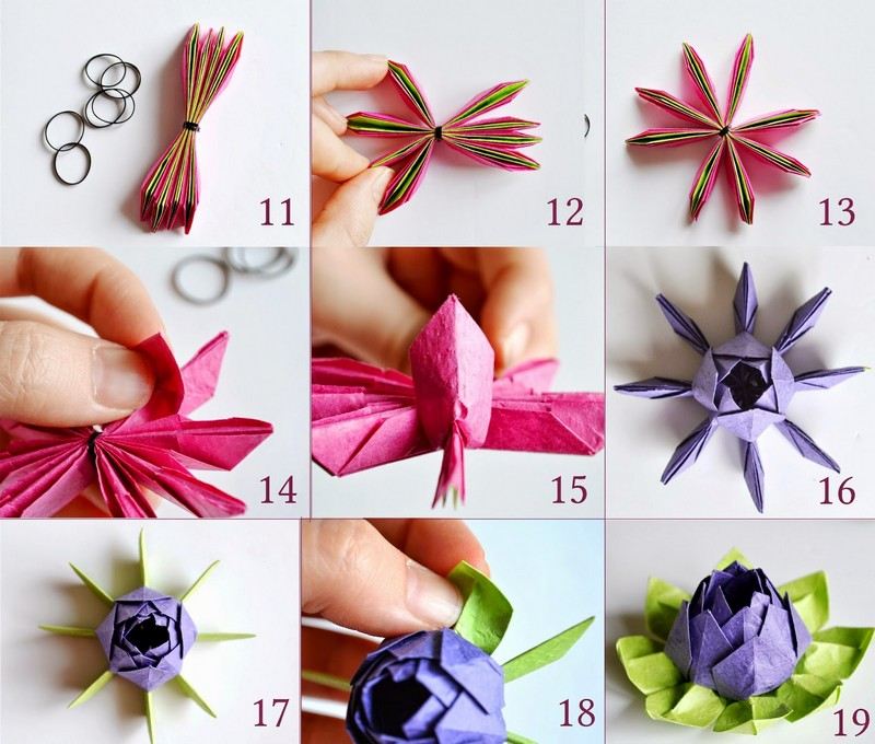 Hantverk-barn-origami-lotus-vikning-idéer-instruktioner