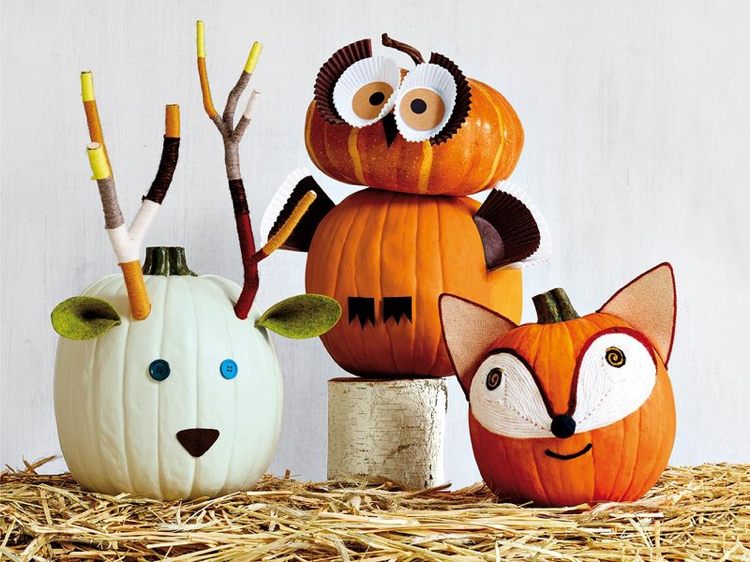 pumpa-dekoration-höst-figurer-barn-rådjur-uggla-räv